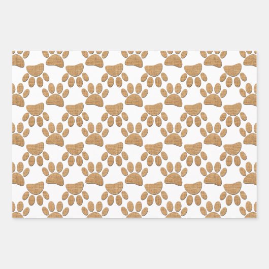 Dog Paw Burlap Print Geschenkpapier Set (Vorderseite 3)