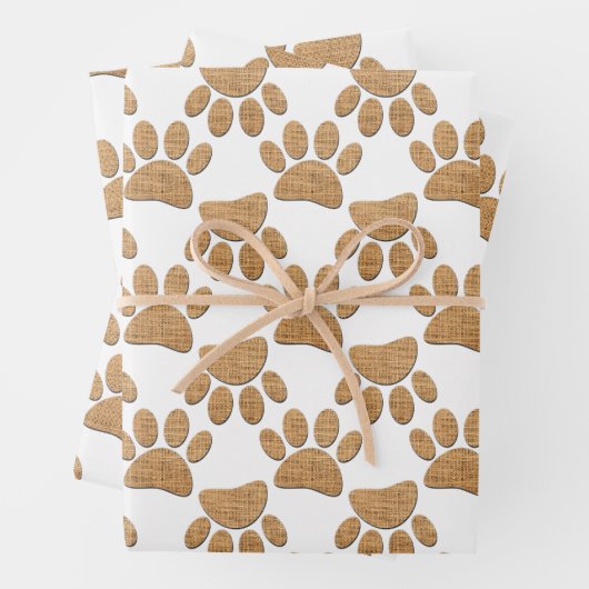 Dog Paw Burlap Print Geschenkpapier Set (Beispiel)