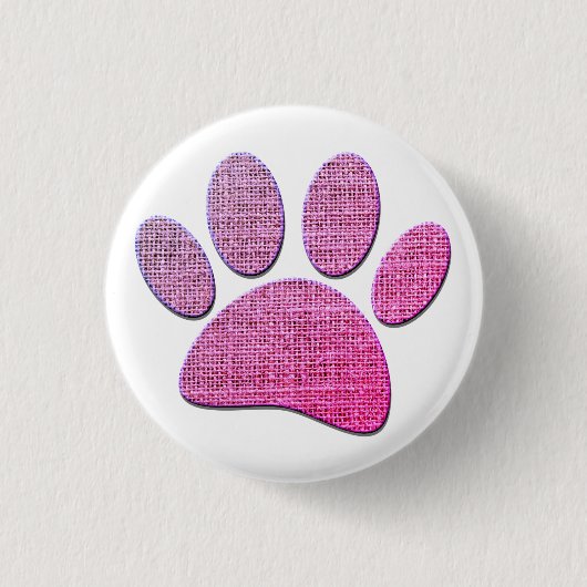Dog Paw Burlap Print in Rosa Button (Vorderseite)