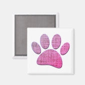 Dog Paw Burlap Print in Rosa Magnet (Vorderseite/Rückseite)