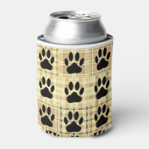 Dog Paw Cartoon Muster Quilt in Sepia Dosenkühler