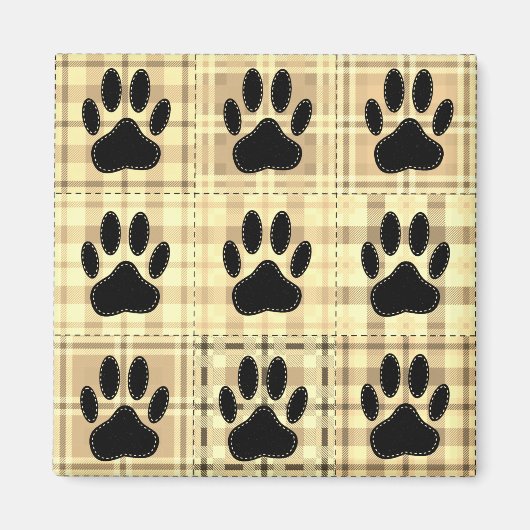 Dog Paw Cartoon Muster Quilt in Sepia Magnet (Vorne)