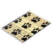 Dog Paw Cartoon Muster Quilt in Sepia Notizblock (Linke Seite)