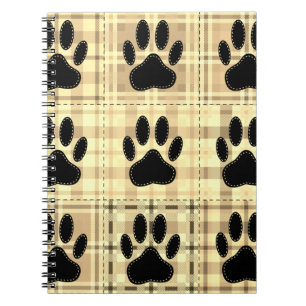 Dog Paw Cartoon Muster Quilt in Sepia Notizblock