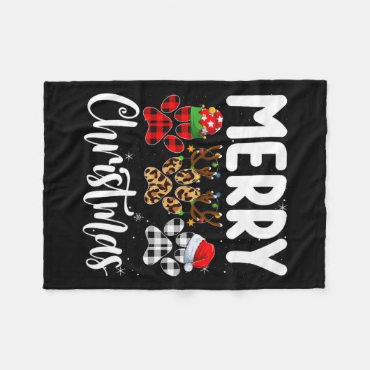 Dog Paw Christmas Elf Reindeer Santa Puppy Dog Lov Fleecedecke (Vorderseite (Horizontal))