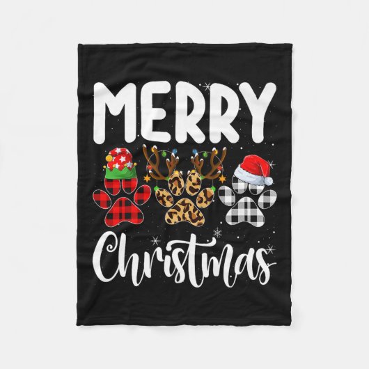 Dog Paw Christmas Elf Reindeer Santa Puppy Dog Lov Fleecedecke (Vorderseite)