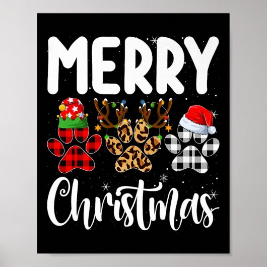 Dog Paw Christmas Elf Reindeer Santa Puppy Dog Lov Poster (Vorne)