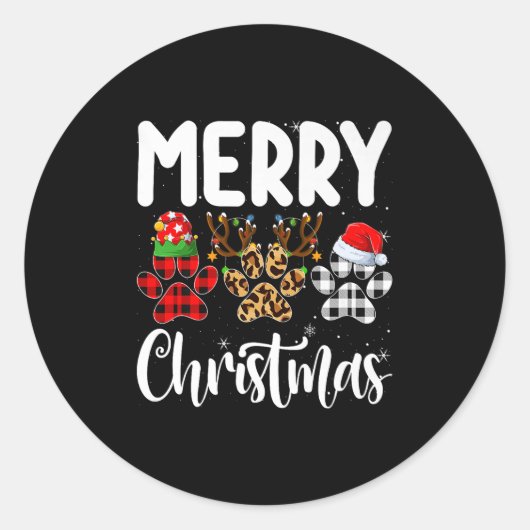 Dog Paw Christmas Elf Reindeer Santa Puppy Dog Lov Runder Aufkleber (Vorderseite)