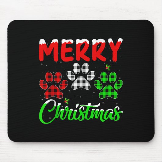 Dog Paw Christmas Pajamas Puppy Dog Lover Xmas Tan Mousepad (Vorne)