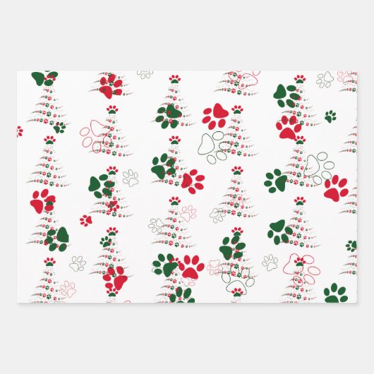 Dog Paw Christmas Tree Muster Geschenkpapier Set (Vorderseite)