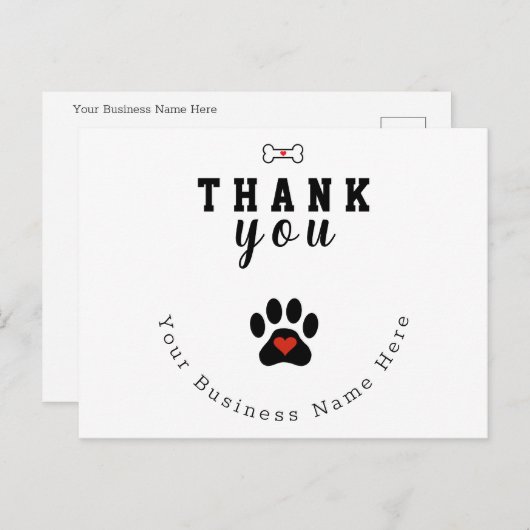 Dog Paw Custom Danke Karte (Vorne/Hinten)