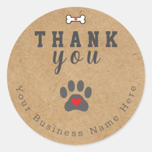 Dog Paw Custom Danke, Kraft Runder Aufkleber