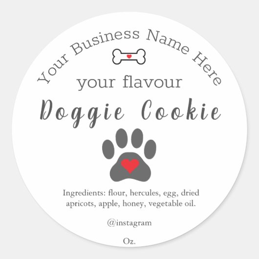 Dog Paw Custom Doggie Cookie Runder Aufkleber (Vorderseite)
