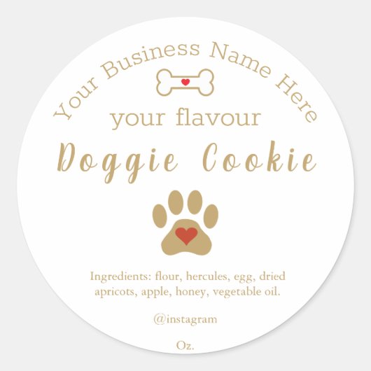 Dog Paw Custom Doggie Cookie Runder Aufkleber (Vorderseite)