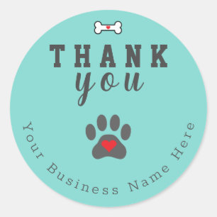 Dog Paw Custom Vielen Dank, Minze blaue Farbe Runder Aufkleber