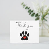 Dog Paw Custom Vielen Dank Postkarte (Stehend Vorderseite)