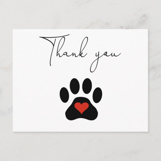 Dog Paw Custom Vielen Dank Postkarte (Vorderseite)