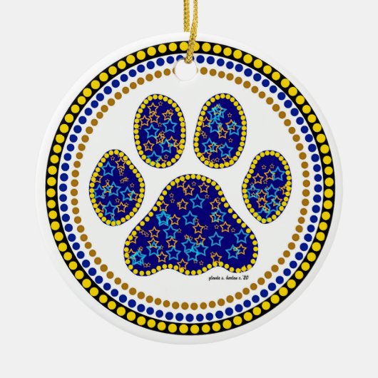 Dog Paw Design Keramik Ornament (Vorne)