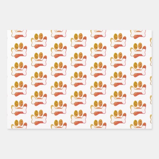 Dog Paw Druck und Knochenmuster mit Textur Geschenkpapier Set (Vorderseite 2)