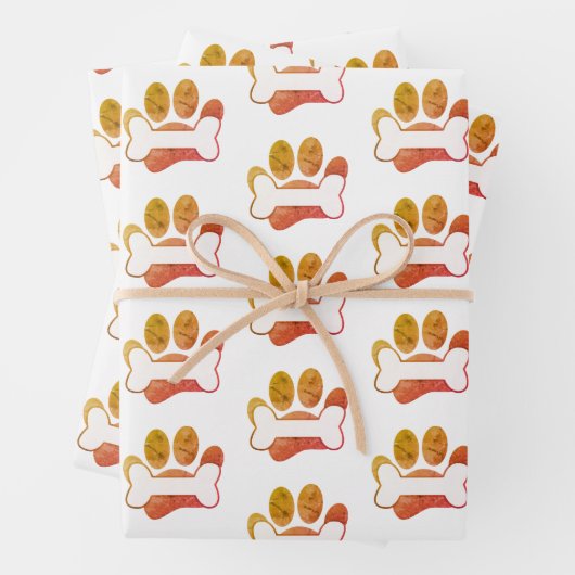 Dog Paw Druck und Knochenmuster mit Textur Geschenkpapier Set (Beispiel)