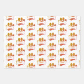 Dog Paw Druck und Knochenmuster mit Textur Geschenkpapier Set (Vorderseite)
