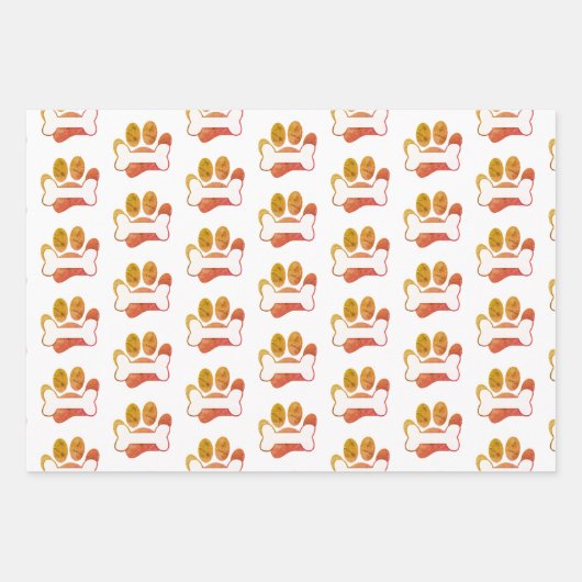 Dog Paw Druck und Knochenmuster mit Textur Geschenkpapier Set (Vorderseite)