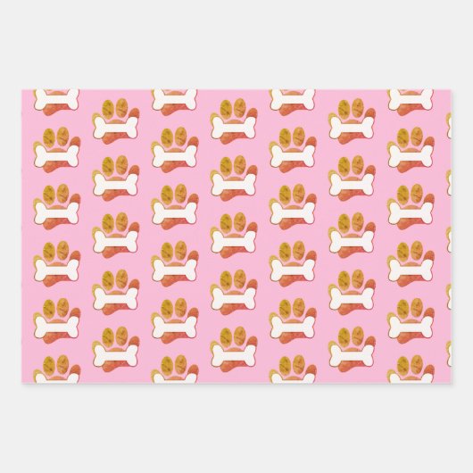 Dog Paw Druck und Knochenmuster mit Textur Geschenkpapier Set (Vorderseite 2)