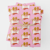 Dog Paw Druck und Knochenmuster mit Textur Geschenkpapier Set (Beispiel)
