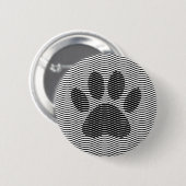 Dog Paw drucken auf schwarzen und weißen Wellen Button (Vorne & Hinten)