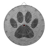 Dog Paw drucken auf schwarzen und weißen Wellen Dartscheibe (vorne)