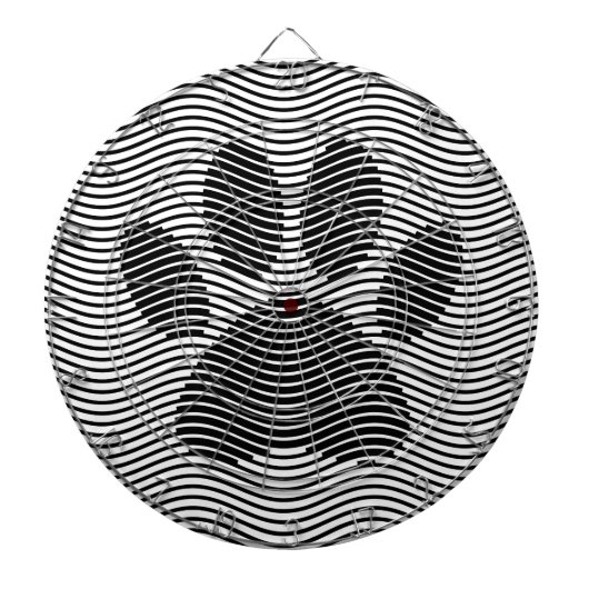 Dog Paw drucken auf schwarzen und weißen Wellen Dartscheibe (vorne)