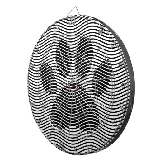 Dog Paw drucken auf schwarzen und weißen Wellen Dartscheibe (Vorderseite rechts)