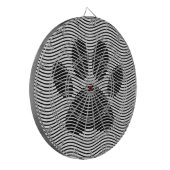 Dog Paw drucken auf schwarzen und weißen Wellen Dartscheibe (Vorderseite Links)