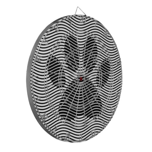 Dog Paw drucken auf schwarzen und weißen Wellen Dartscheibe (Vorderseite Links)