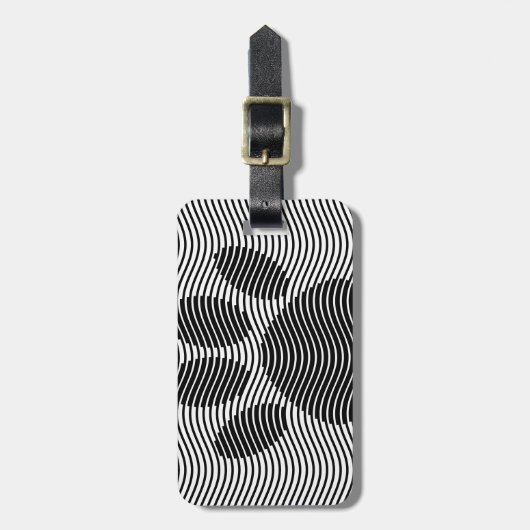 Dog Paw drucken auf schwarzen und weißen Wellen Gepäckanhänger (Vorderseite vertikal)