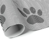 Dog Paw drucken auf schwarzen und weißen Wellen Geschenkpapier (Rolleneckpunkt)