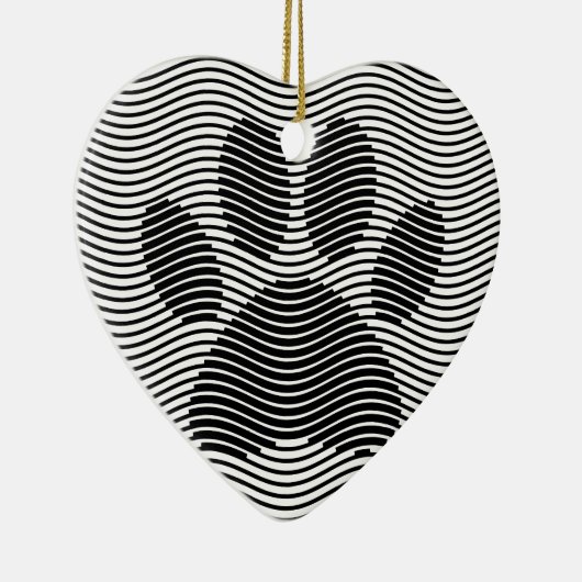 Dog Paw drucken auf schwarzen und weißen Wellen Keramikornament (Rechts)