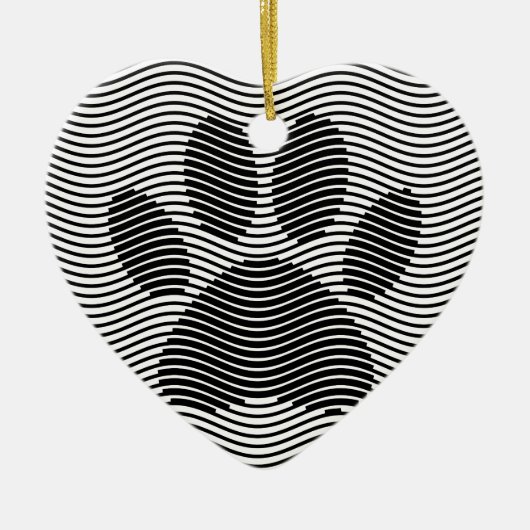 Dog Paw drucken auf schwarzen und weißen Wellen Keramikornament (Vorne)