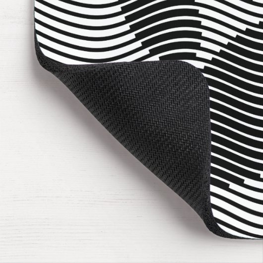 Dog Paw drucken auf schwarzen und weißen Wellen Mousepad (Ecke)