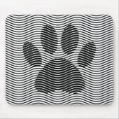 Dog Paw drucken auf schwarzen und weißen Wellen Mousepad (Vorne)