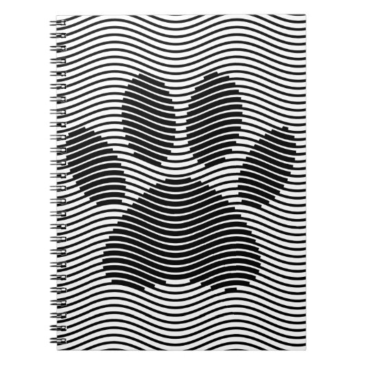 Dog Paw drucken auf schwarzen und weißen Wellen Notizblock (Vorderseite)