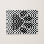 Dog Paw drucken auf schwarzen und weißen Wellen Puzzle (Horizontal)