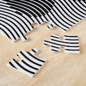 Dog Paw drucken auf schwarzen und weißen Wellen Puzzle (Seite)