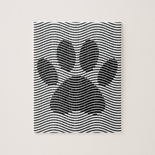 Dog Paw drucken auf schwarzen und weißen Wellen Puzzle (Vertikal)