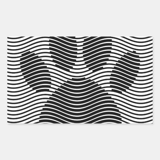 Dog Paw drucken auf schwarzen und weißen Wellen Rechteckiger Aufkleber (Vorderseite)