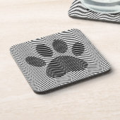 Dog Paw drucken auf schwarzen und weißen Wellen Untersetzer (Linke Seite)