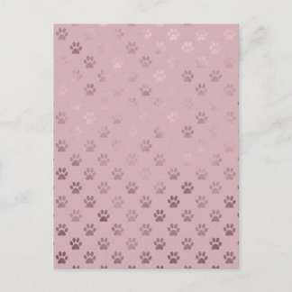 Dog Paw Drucken Vintage Rose Rosa Hintergrund Postkarte