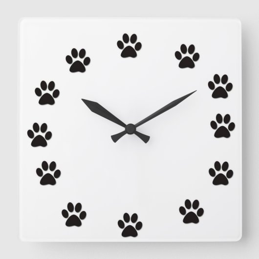 DOG PAW-DRUCKER UM DEN CLOCK - KLICKEN QUADRATISCHE WANDUHR (Vorderseite)
