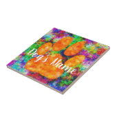 Dog Paw Druckfarbe Aquarell mit Individuelle Name Fliese (Seite)