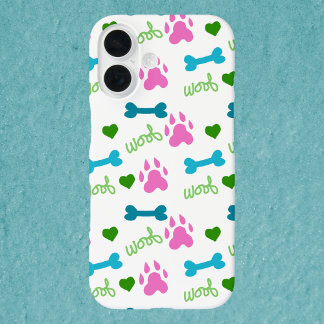 Dog Paw Druckknochen Hörnchen rosa blau grün iPhone 16 Hülle